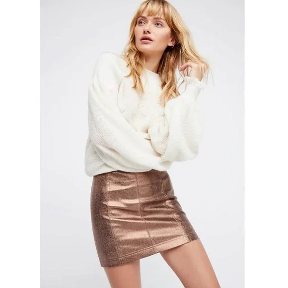 free people // modern femme vegan metallic mini skirt - Picture 2 of 12
